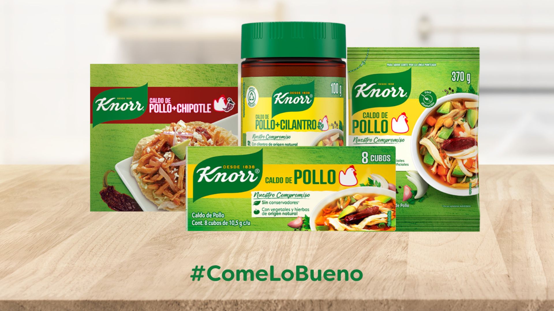 Een lijn bouillonzakjes en potten bouillon gemaakt voor de Mexicaanse markt.